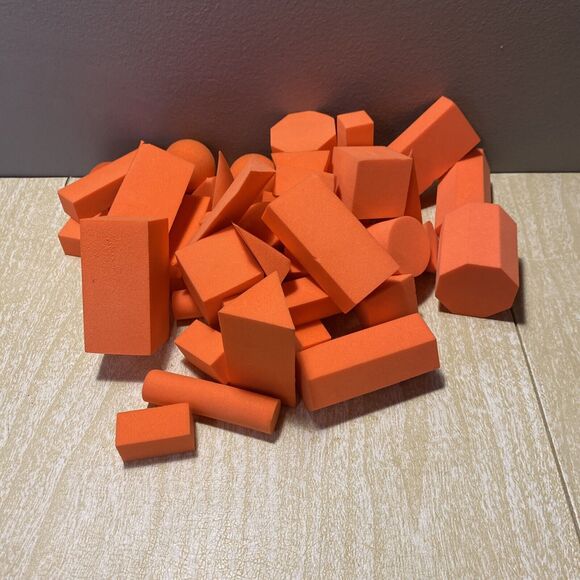 Geometric Learning Math Manipulative Larger Soft Foam 3D Shapes 42 Orange pieces - Picture 2 of 6